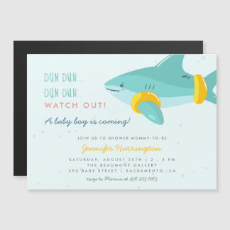 Whimissik Shark Tecknad, sommarpojkvän, babykläder Magnetisk Inbjudningskort