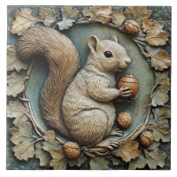 Whimissik Squirrel & Acorns Faux Relief