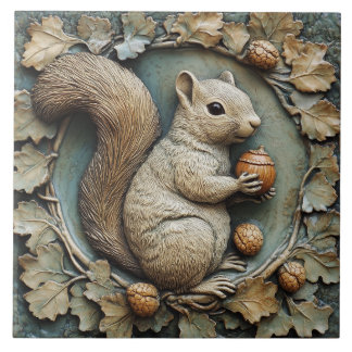 Whimissik Squirrel & Acorns Faux Relief Kakelplatta