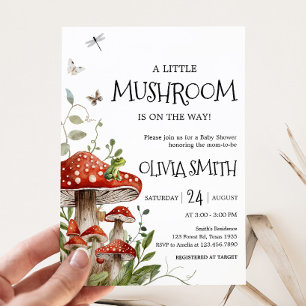 Whimissik Svampi Mushroom Fall Baby Shower Inbjudningar