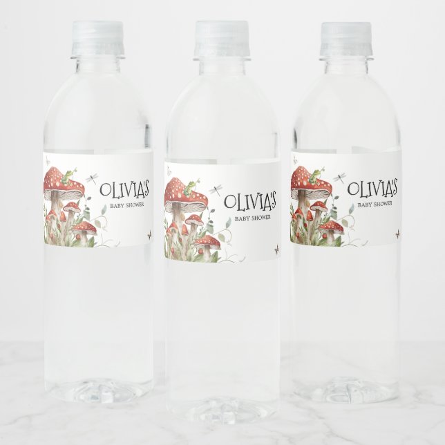 Whimissik Svampi Mushroom Fall Baby Shower Vattenflaskor Etikett (Flaskor)