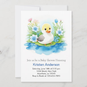 Whimissik Wildblomma Duckling Boy Shower Inbjudningar