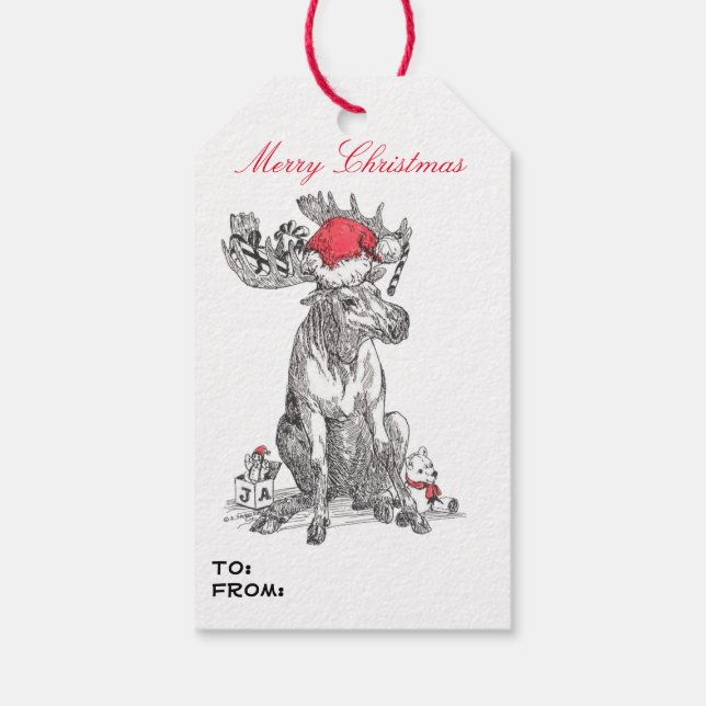 Whimissik Wildlife jul Moose Designad Presentetikett (Baksidan)