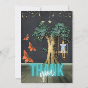 Whimissiker flicka i surrealistiskt tackkort tack kort