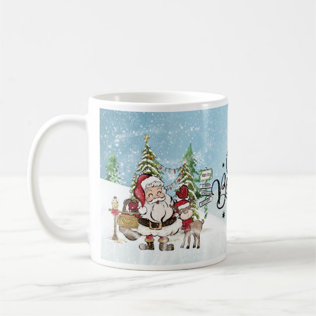 Whimissiker Santa & Reindeer Tro jul Kaffemugg (Vänster)