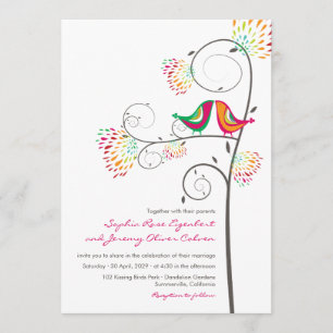 Whimissing Sommar Love birds bröllopsinbjudan Inbjudningar