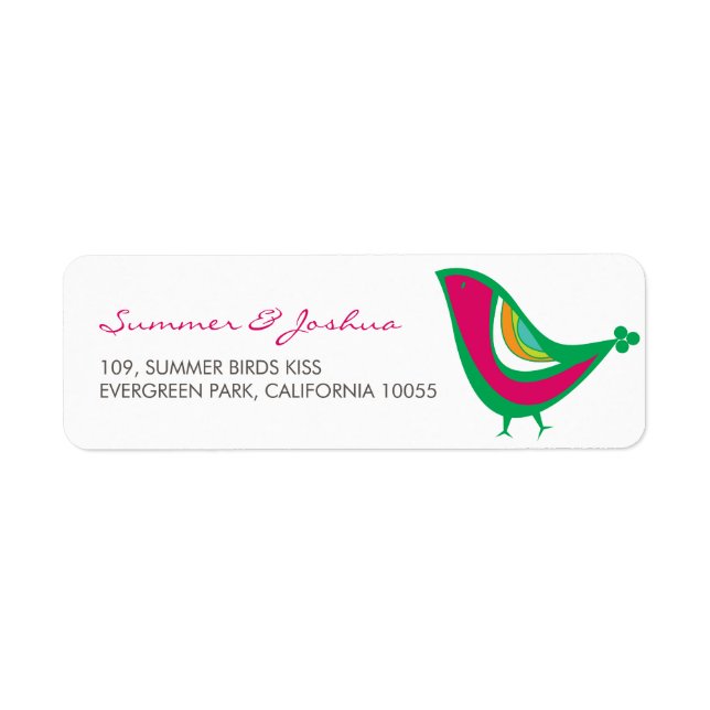 Whimissing Summer Love birds Returadress Etikett (Framsidan)