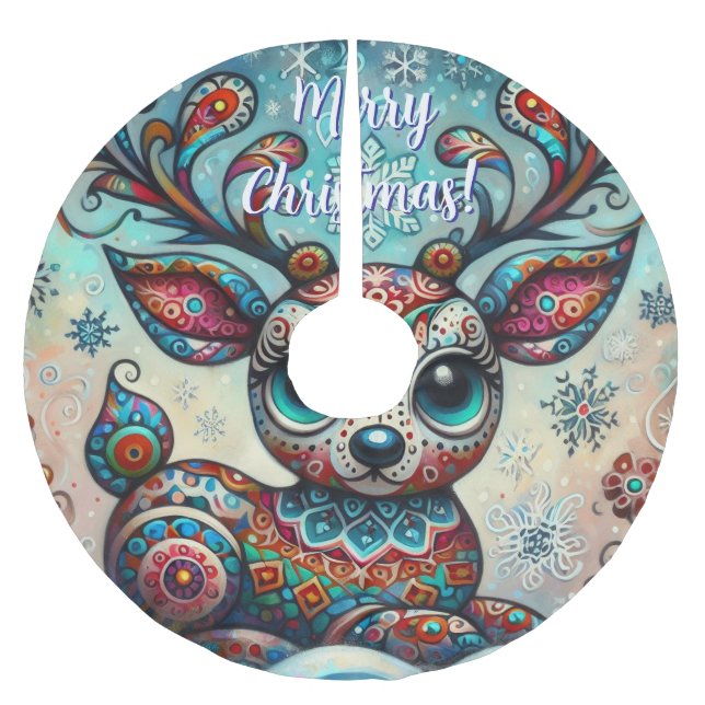 Whimissique Big Ögon, julrenar Säsong Julgransmatta Borstad Polyester (Framsidan)