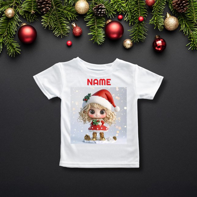 Whimissique Girl Holly & Snö CUSTOM NAME T Shirt (Skapare uppladdad)