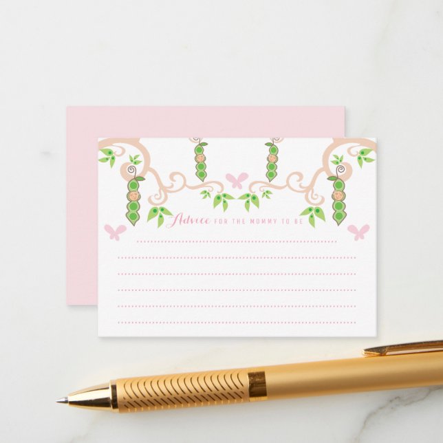 Whimissisk ärta i en Pod Baby Shower Game Mamma Rådkort (Fram/Back In Situ)