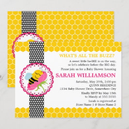 Whimissisk Bee Baby Shower Inbjudningar