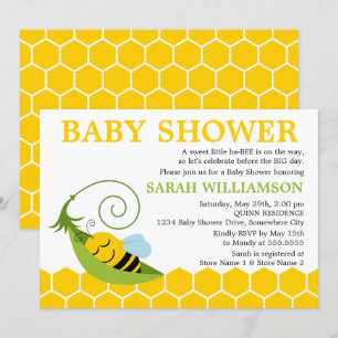 Whimissisk Bee Baby Shower Inbjudningar