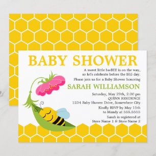 Whimissisk Bee Baby Shower Inbjudningar