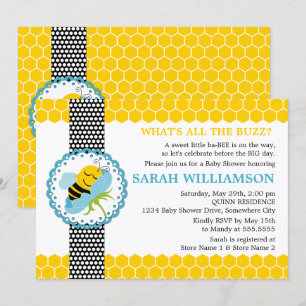 Whimissisk Bee Baby Shower Inbjudningar