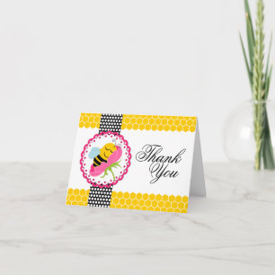Whimissisk Bee Baby Shower Rosa Flower Tack Kort