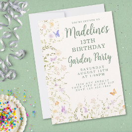 Whimissisk Blommigt Garden Party födelsedag Inbjudningar