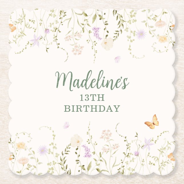 Whimissisk Blommigt Garden Party födelsedag Underlägg Papper (Framsida)