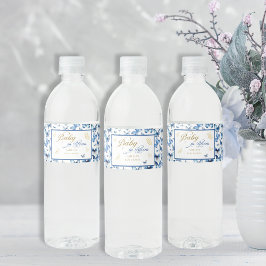 Whimissisk Blue Butterfly Kisses Baby Shower Vattenflaska Etikett