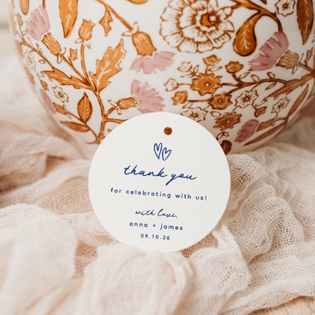 Whimissisk Blue Doodle Heart Bröllop Gåvor Etiketter (Skapare uppladdad)