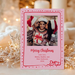 Whimissisk Bow Photo God jul Rosa och Red Julkort