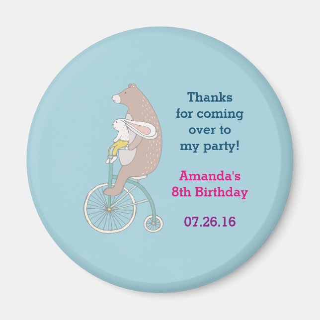Whimissisk Bunny och Bear Birthday Tack Magnet (Framsidan)