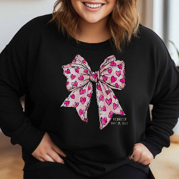 Whimissisk coquette Bow Heart-Shock rosa Lång Ärmad Tröja