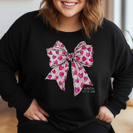 Whimissisk coquette Bow Heart-Shock rosa Lång Ärmad Tröja