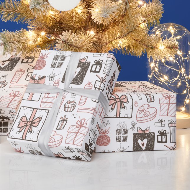 Whimissisk Doodle ger Rosa Teckning julklapp Presentpapper (Helgdagar)