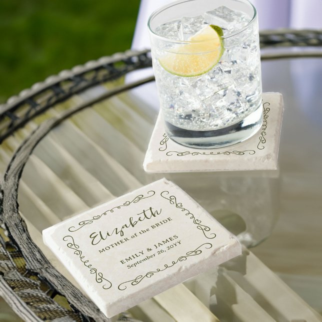 Whimissisk Doodle Ram någon Färg Bröllop-gåva Stenunderlägg (Wedding Coasters - customize to any color and for anyone in your wedding party)