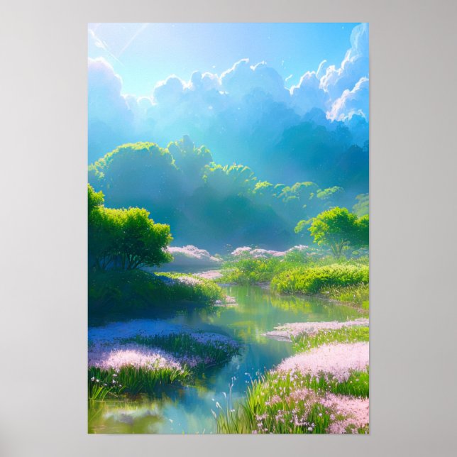 Whimissisk flanderlust, Fält av Grönt och Rosa Poster (Framsidan)