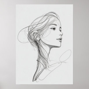 Whimissisk, graciös paragraf för Woman Head Porträ Poster