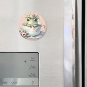 Whimissisk groda i Blommigt Tekopp Magnet