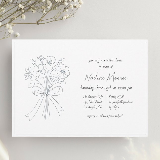 Whimissisk Hand plockade-blomma- och Bow-Möhippa Inbjudningar (Skapare uppladdad)