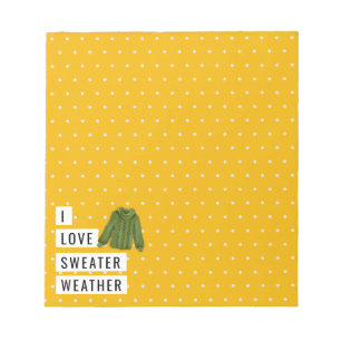 Whimissisk I Kärlek Sweater Weather Polka dots Gul Anteckningsblock