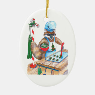 Whimissisk jul Wildlife Chef Oval Ornament