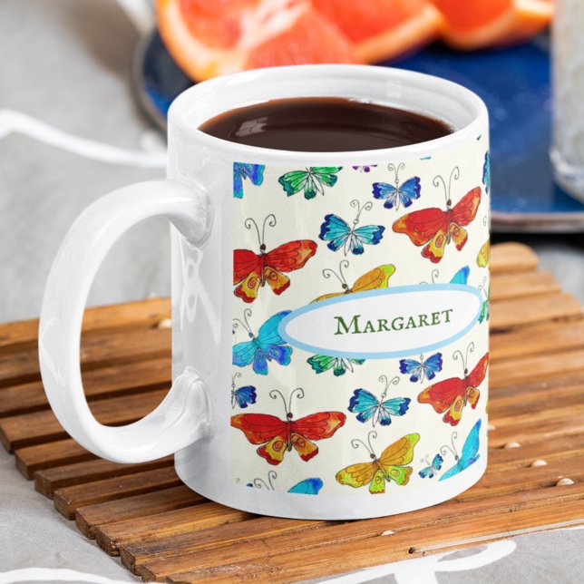 Whimissisk konst av sorten Butterfly Mönster Kaffemugg (Skapare uppladdad)