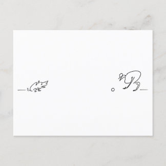 Whimissisk linje Teckning i en Hund för uppspelnin Vykort