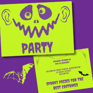 Whimissisk monster Ansikte Faux Neon Halloween fes Inbjudningar