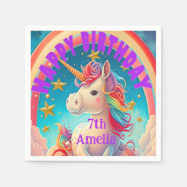 Whimissisk Pastel Birthday Unicorn Thned Party Pappersservett
