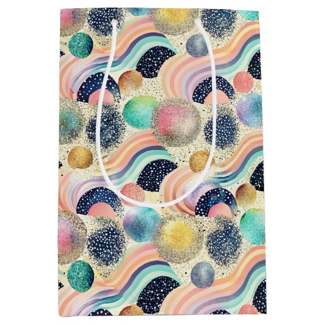 Whimissisk Pastel Rainbow Vågar & Glitter Abstrakt (Framsidan)