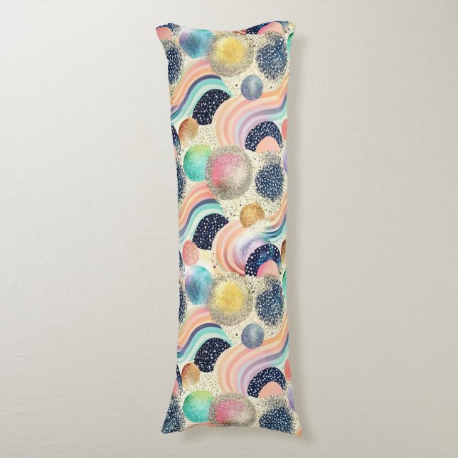 Whimissisk Pastel Rainbow Vågar & Glitter Abstrakt Kroppskudde (Framsidan Vertikal)
