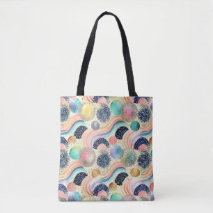 Whimissisk Pastel Rainbow Vågar & Glitter Abstrakt Tygkasse