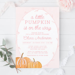 Whimissisk Pumpkin Rosa Girl Baby Shower Inbjudningar