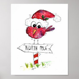 Whimissisk röd julfågel poster