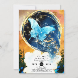 Whimissisk Roligt Butterfly Birthday Inbjudningar