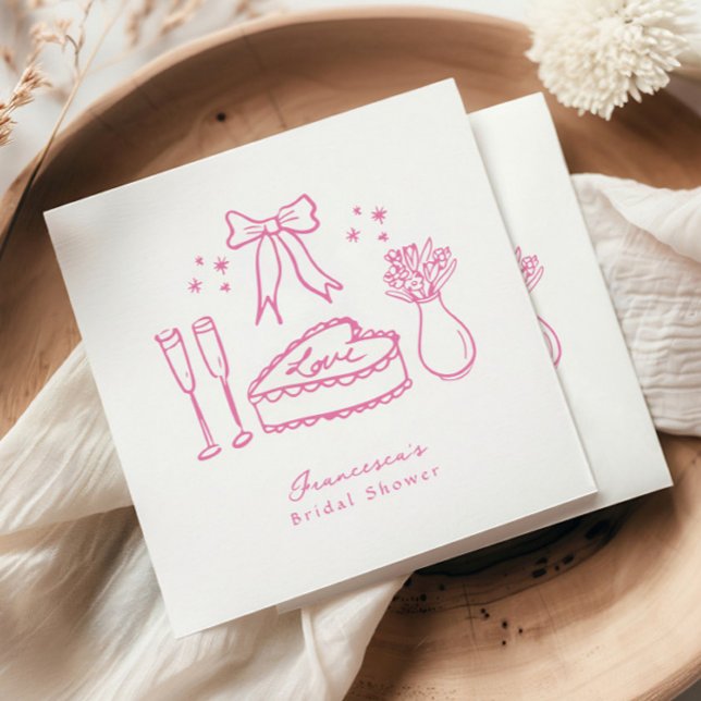 Whimissisk Rosa Bow Cake Champagne-Möhippa Pappersservett (Skapare uppladdad)