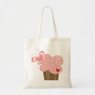 Whimissisk Rosa Cupkaka Butterfly Girl Birthday Tygkasse