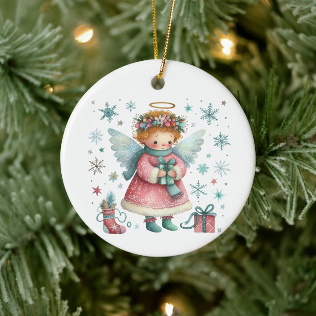 Whimissisk Rosa och blå julgel Julgransprydnad Keramik (Träd)