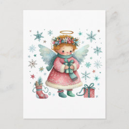 Whimissisk Rosa och blå julgel Vykort