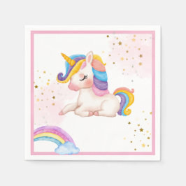 Whimissisk rosa Rainbow Unicorn 1 Birthday party Pappersservett